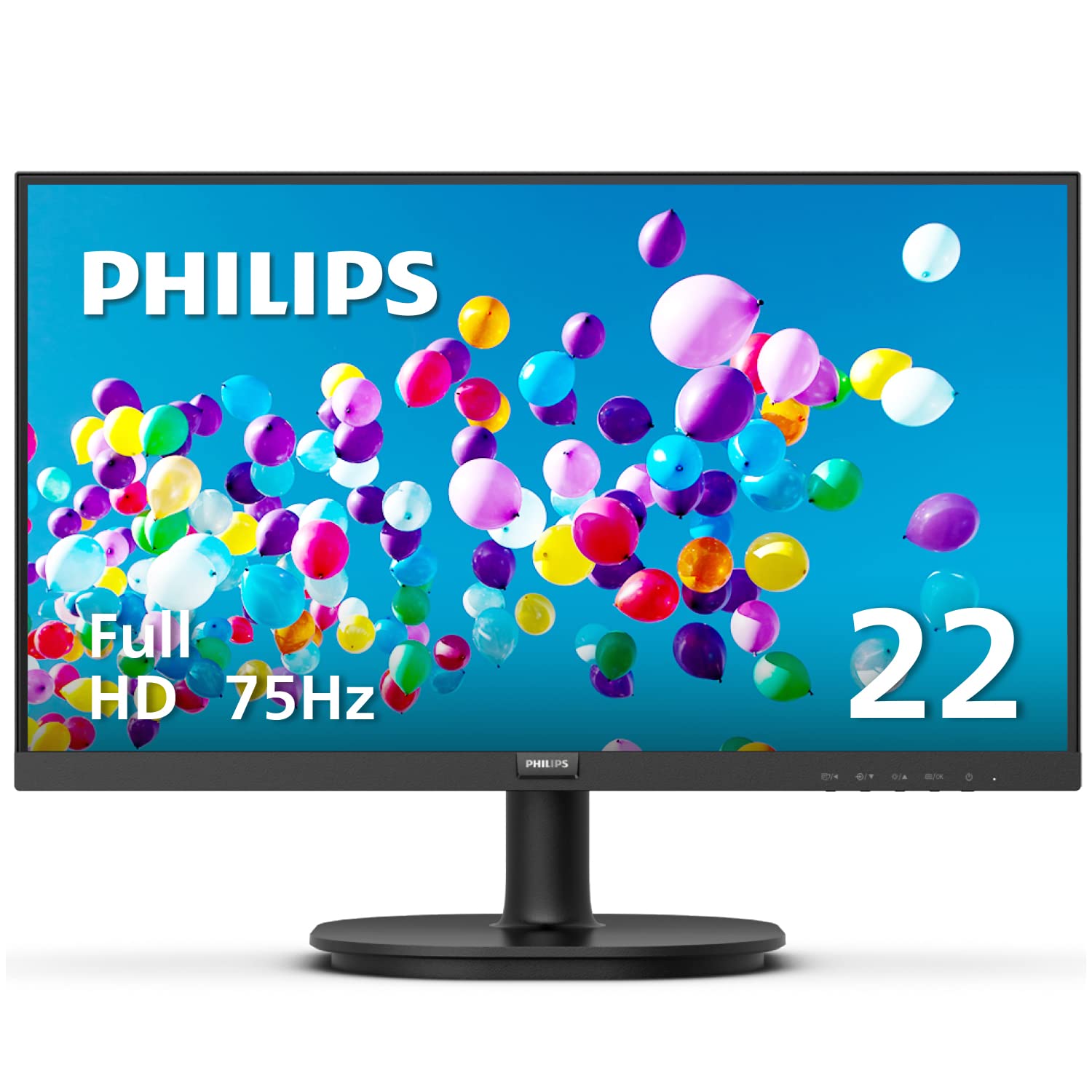 PHILIPS Monitores de computadora 22 pulgadas clase delgada Full HD (1920 x 1080) 75Hz Monitor, VESA, puerto HDMI y VGA, garantía de reemplazo de 4 años por adelantado, 221V8LN