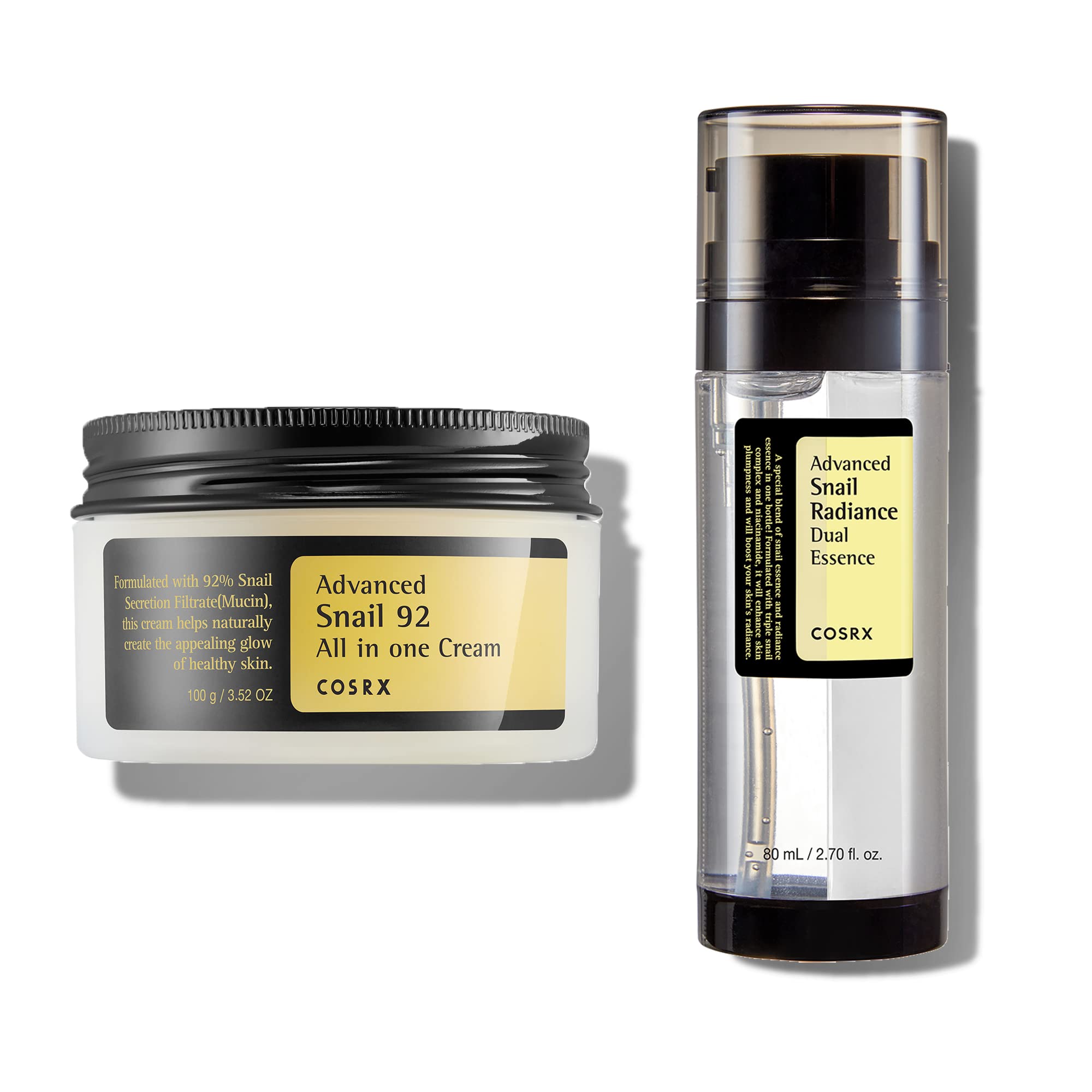 COSRX Glass Skin Ritual- SNail 92 Repair Cream + Snail Dual Essence- Mositurize Dry and Dull Skin to Achieve Radiant Glass Skin, Snail Mucin, Korean Skincare