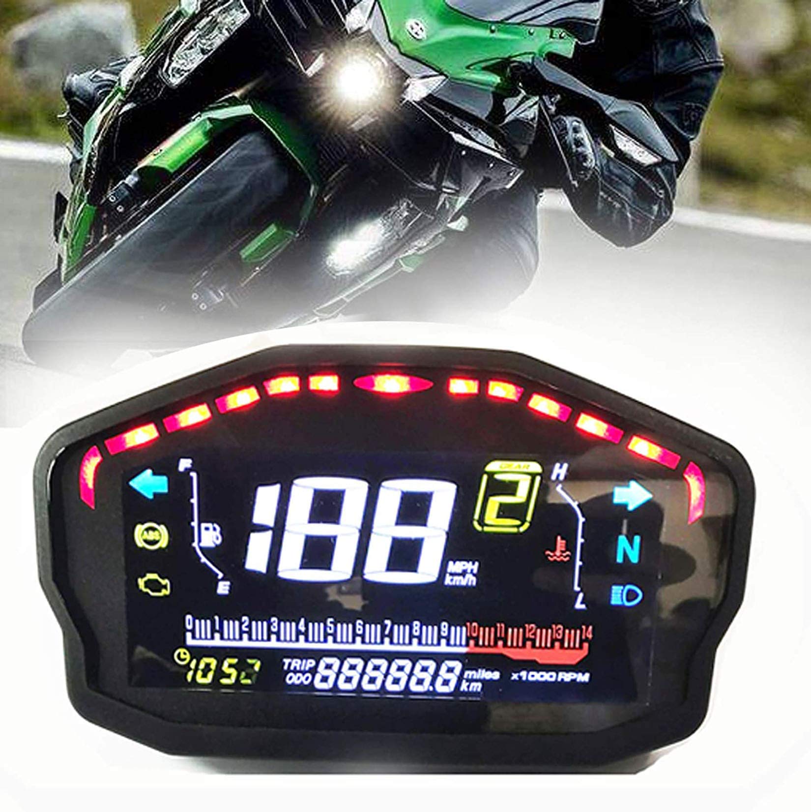 SAMDO Universal Motorcycle Speedometer Odometer Tachometer 14000 RPM 199 Kph Mph Motorcycles Refit Water Temperature Gauge VA Realcolor