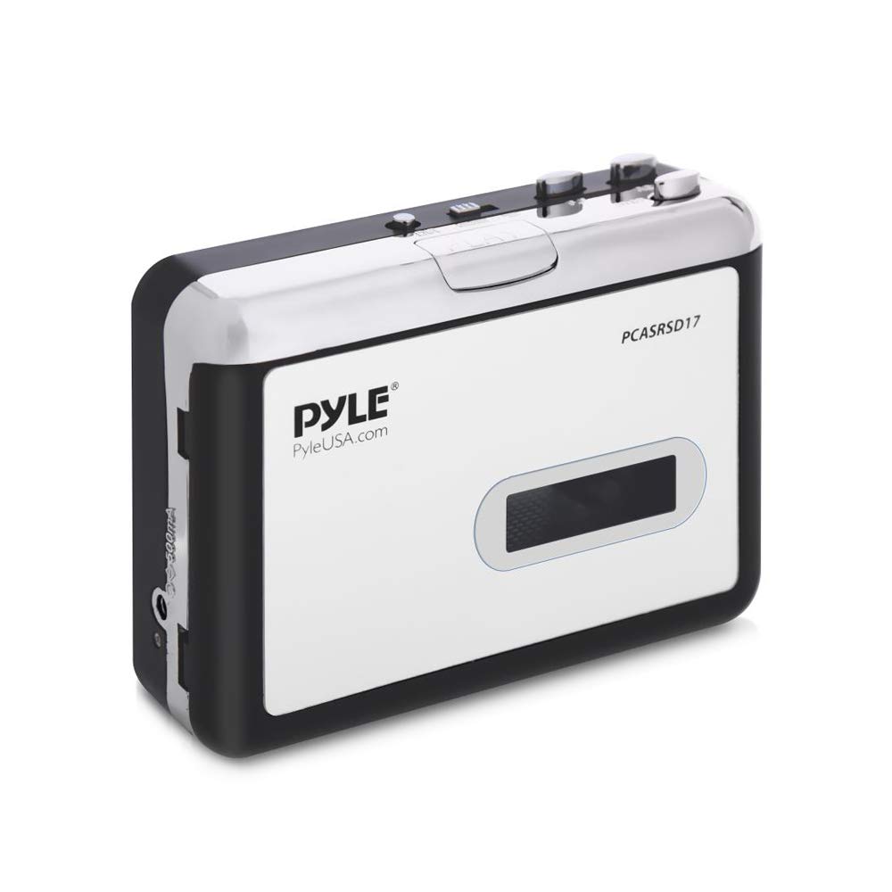 Pyle 2-in-1 Cassette-to-MP3 Converter Player Recorder - Portable Battery Powered Tape Audio Digitizer, USB Walkman Cassette Player with Manual/Auto Record, 3.5mm Audio Jack, Headphones, Power Cable