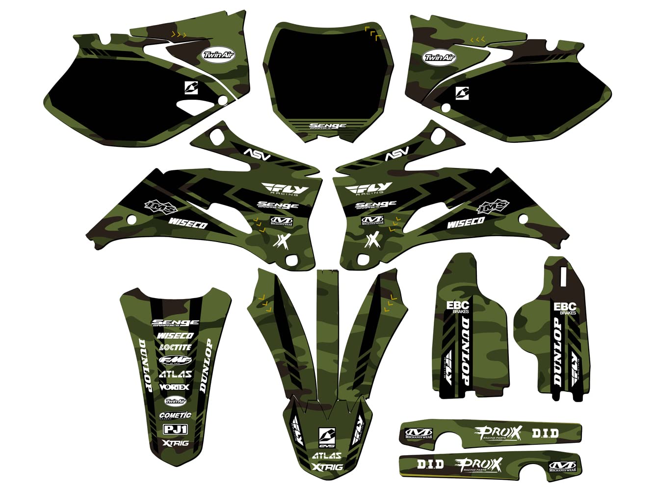 2006-2007 YZ 450 F APACHE Green Senge Graphics Complete Kit Compatible with Yamaha