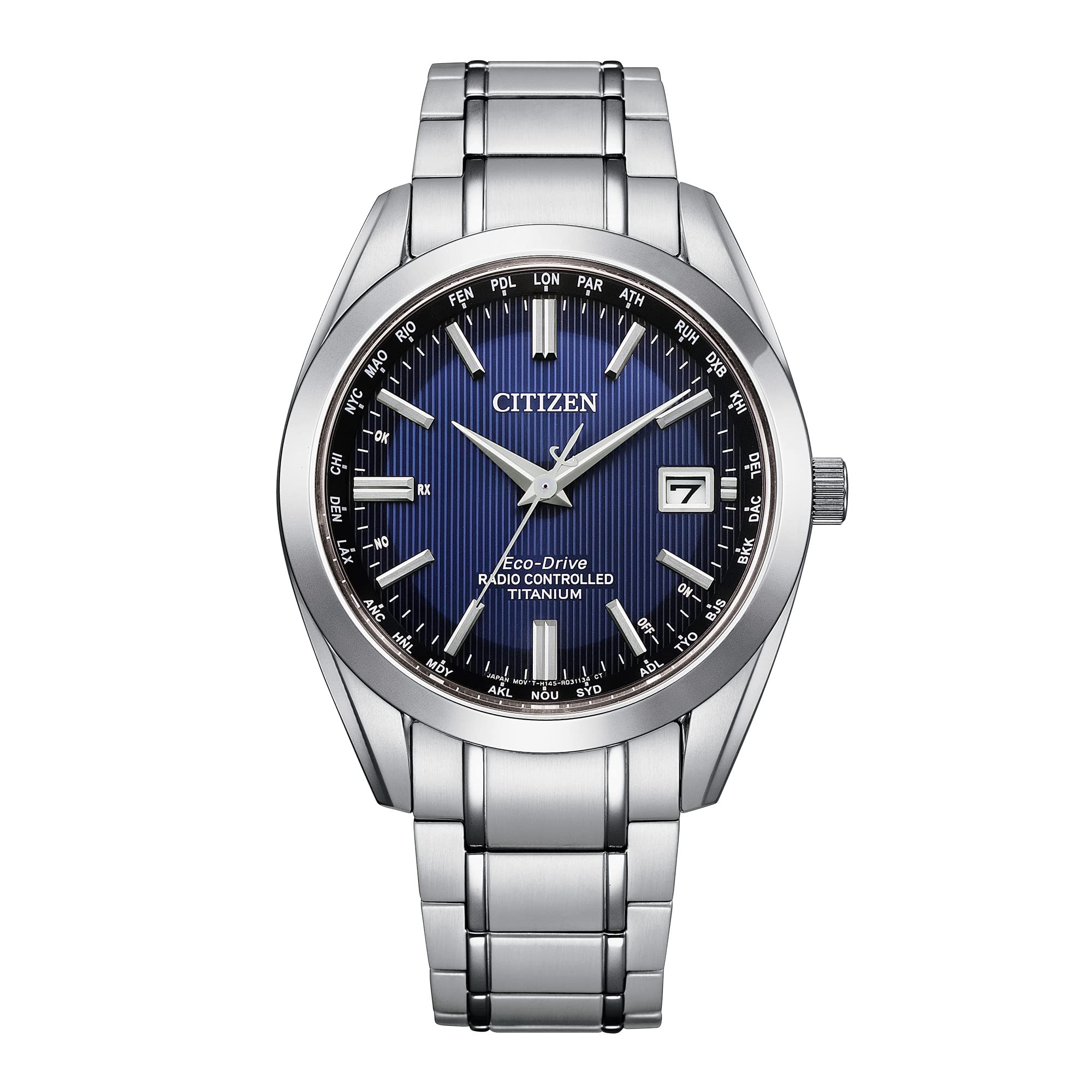 Citizen Men's Eco-Drive Classic Watch in Super Titanium™ with Atomic Timekeeping Technology, Blue Dial, 3-Hand Date and Sapphire Crystal (Model: CB0260-56L)