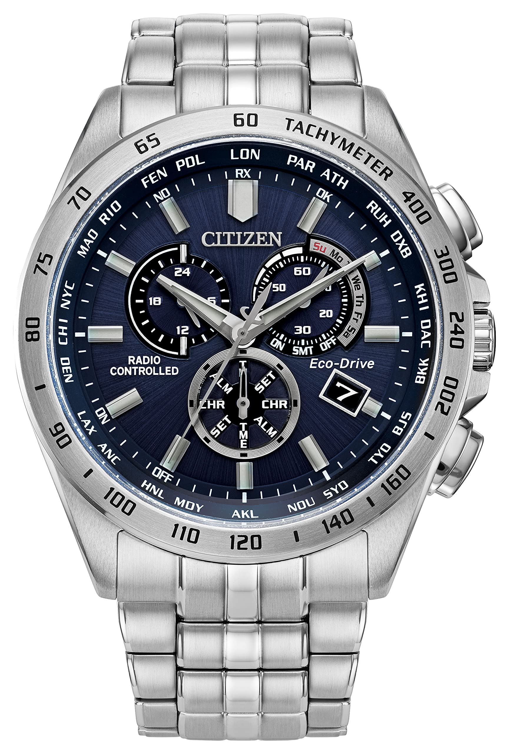 Citizen Eco-Drive A-T World Chrono Men's Watch Stainless Steel