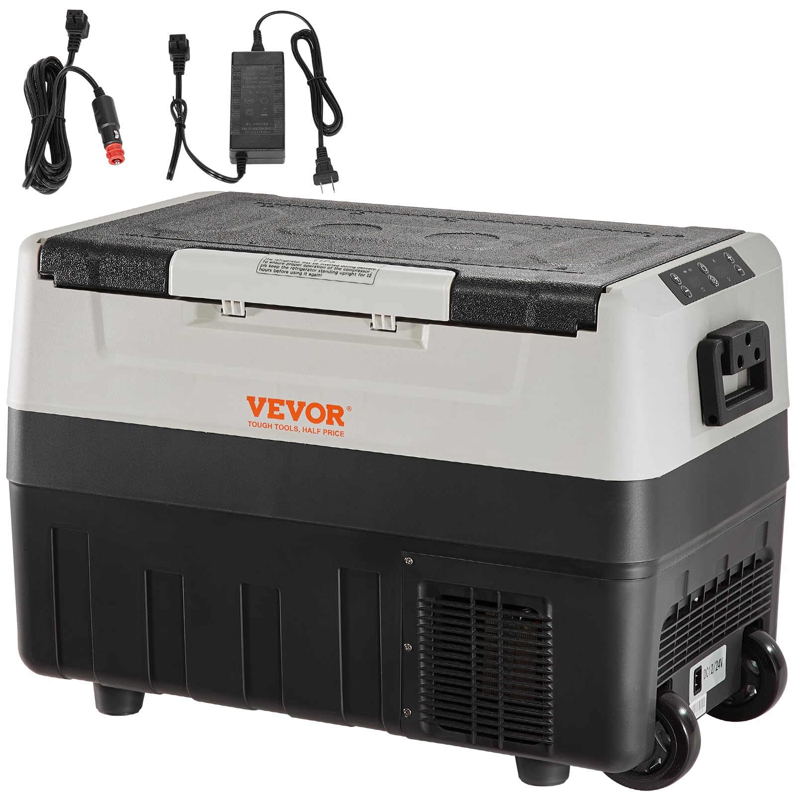 VEVOR Car Refrigerator, 12 Volt Car Refrigerator Fridge, 48 QT/45 L Dual Zone Portable Freezer, -4?-50? Adjustable Range, 12/24V DC and 100-240V AC Compressor Cooler for Outdoor, Camping, Travel, RV