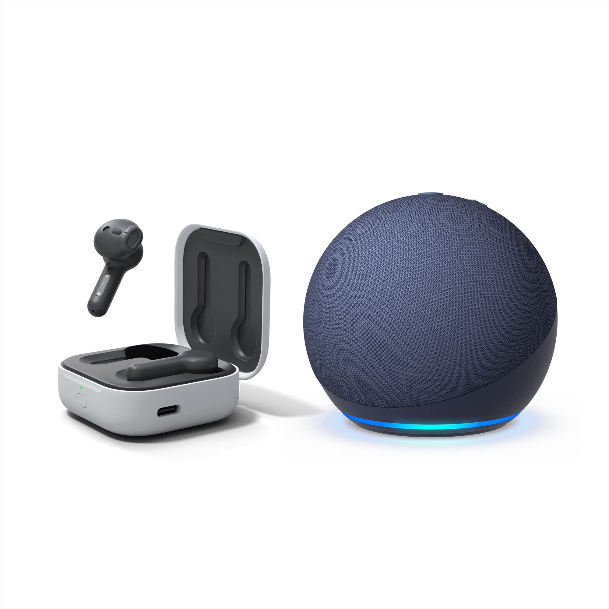 Echo Dot (5.ª generación) | Azul con Echo Buds (modelo de 2023) | Negro