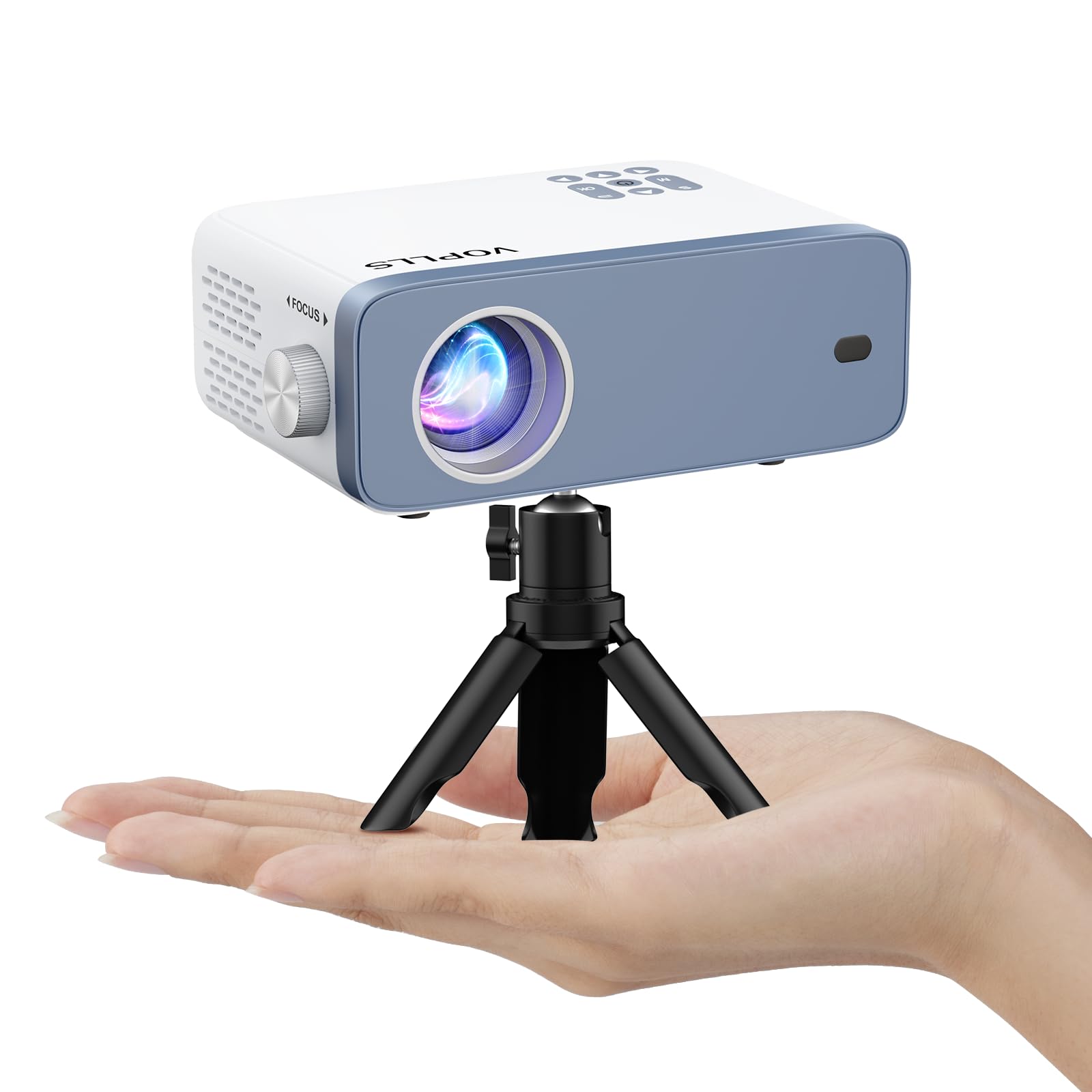 Mini Projector, VOPLLS 1080P Full HD Supported Video Projector, Portable Outdoor Home Theater Movie Projector, 50% Zoom, Compatible with HDMI, USB, AV, Smartphone/Tablet/Laptop/PC/TV Box