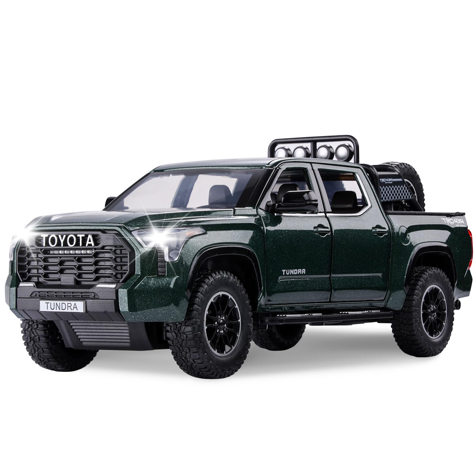 SASBSC Tundra Truck Toys for 3 4 5 6 7 Year Old Boys Off-Road Pickup Toy Trucks for Boys Age 3-5 Diecast Metal Trucks with Light and Sound Pull Back Toy Cars Birthday Gift for Kids Green