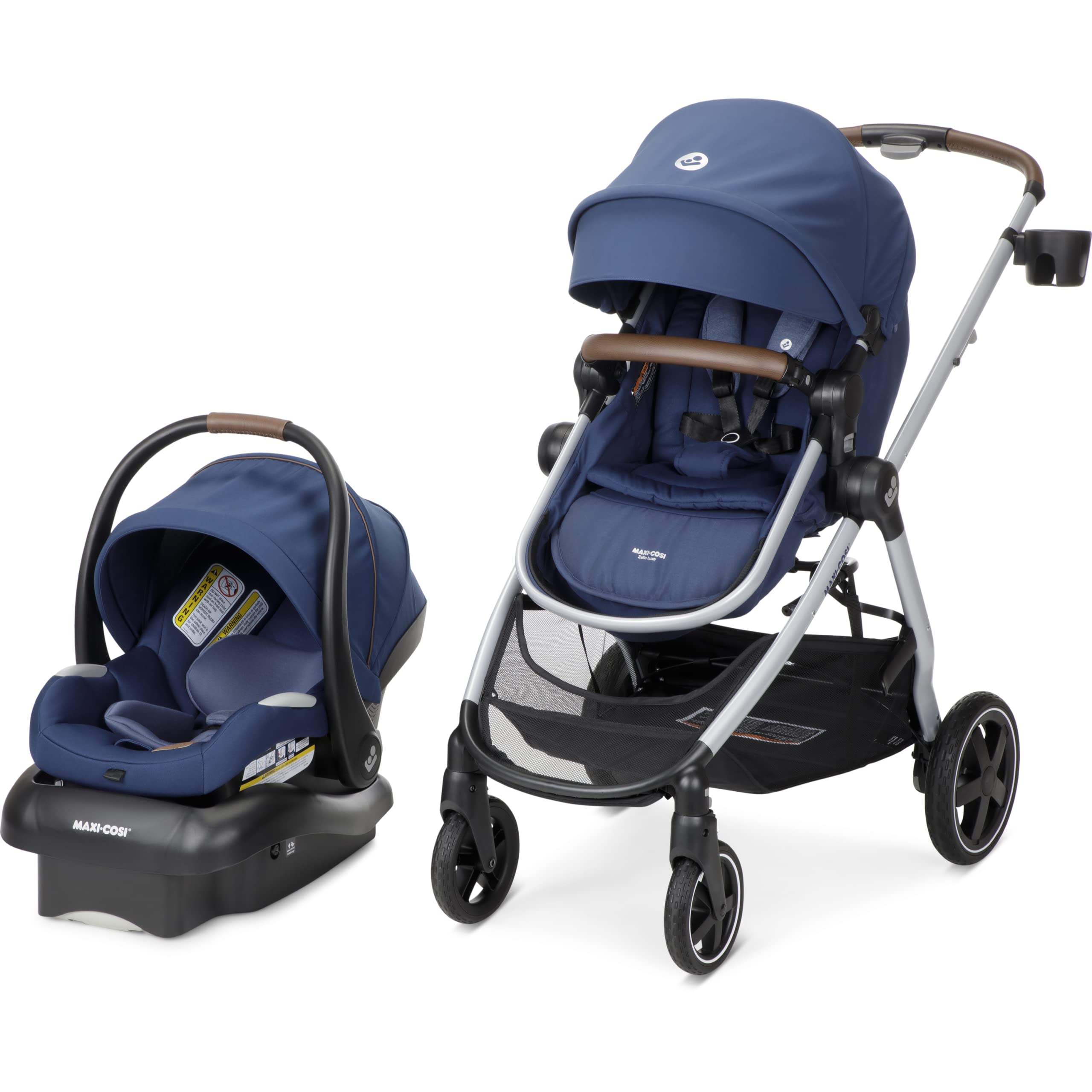 Maxi-Cosi Zelia² Luxe 5-in-1 Modular Travel System, Choose Between 5 Modes of use: Parent-Facing car seat Caddy, Reversible Carriage, and Reversible Stroller, New Hope Navy